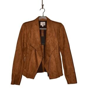 KUT FROM THE KLOTH NEW $89 Carina Faux Suede Drape Moto Jacket‎ Brandy XS